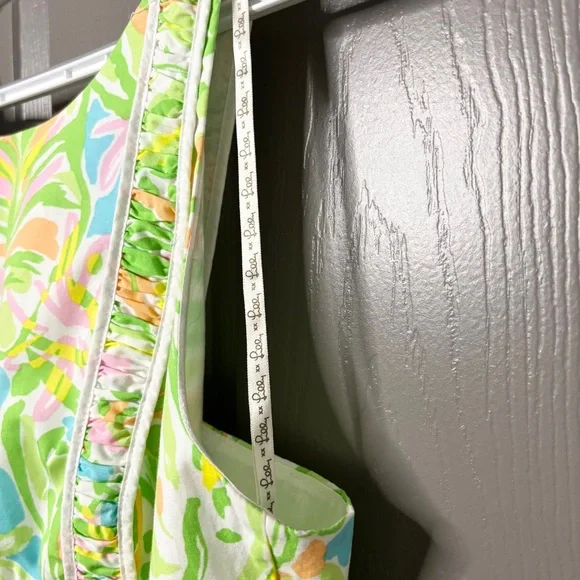 Lilly Pulitzer Fryer Shift Dress Size 4 Elephant Ears Multi Green Yellow Pink - Picture 6 of 15